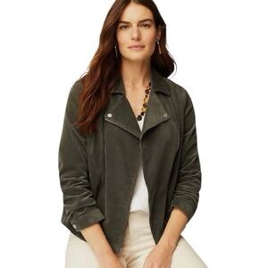 J.Jill women's Cord Moto Jacket Washed Caper Sz XL